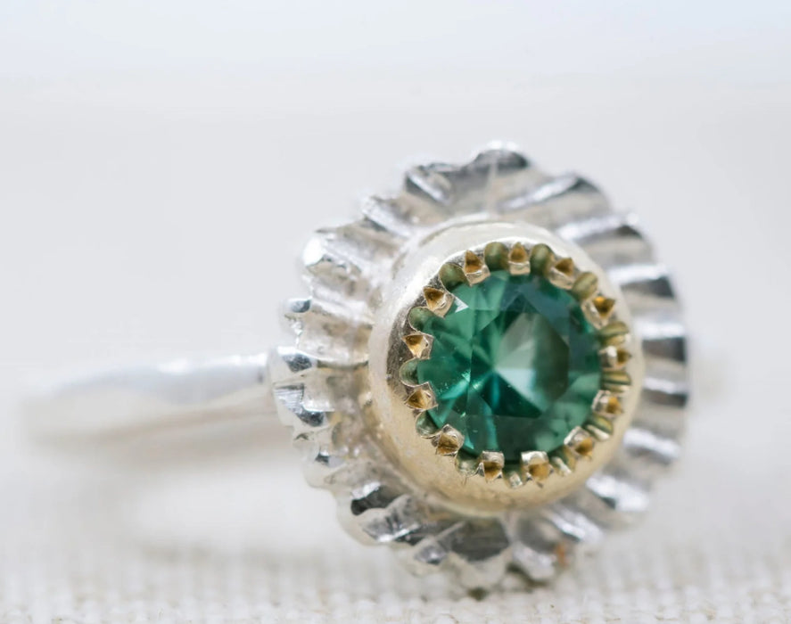 Wave dancer ring with teal tourmaline