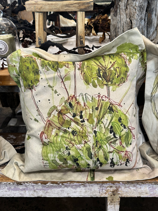 Hand painted linen cushions