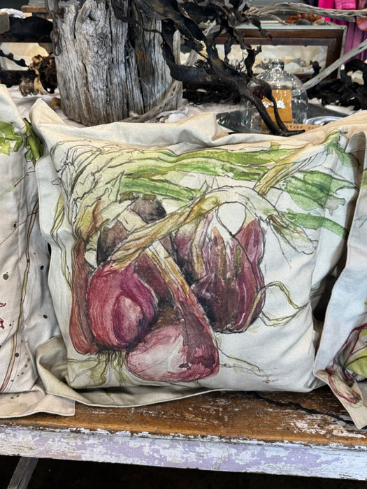 Hand painted linen cushions