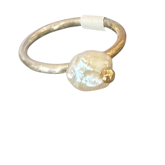 Silver and pearl ring