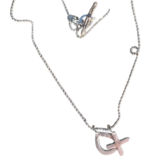 XO silver charm necklace