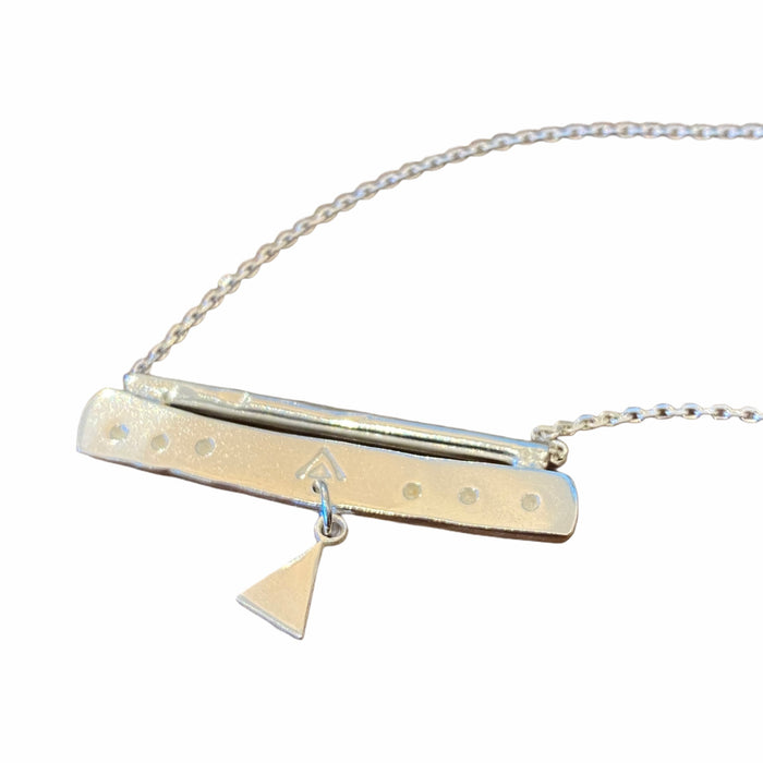 Silver bar necklace with triangle charm